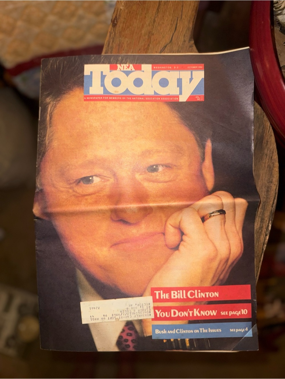 NEA Today newspaper featuring Bill Clinton from October 1992.
